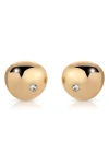 Ettika Polished Pebble Single Crystal Stud Earrings In Gold
