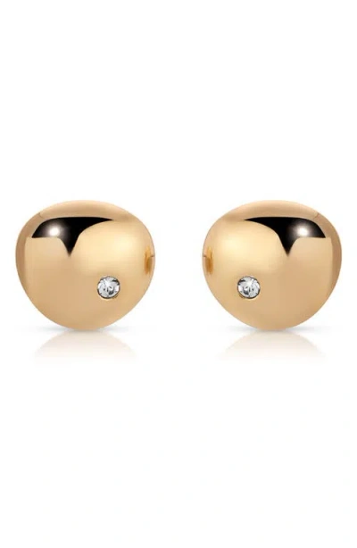 ETTIKA ETTIKA POLISHED PEBBLE CUBIC ZIRCONIA STUD EARRINGS