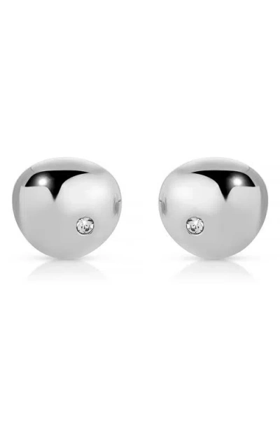 ETTIKA ETTIKA POLISHED PEBBLE CUBIC ZIRCONIA STUD EARRINGS