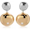 Ettika Polished Pebble Drop Earrings In Gold/ Silver