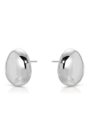 Ettika Polished Pebble Stud Earrings In Rhodium