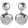 Ettika Polished Double Pebble Drop Earrings In Rhodium