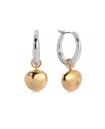 Ettika Polished Pebble Huggie Hoop Earrings In Mixed Metal