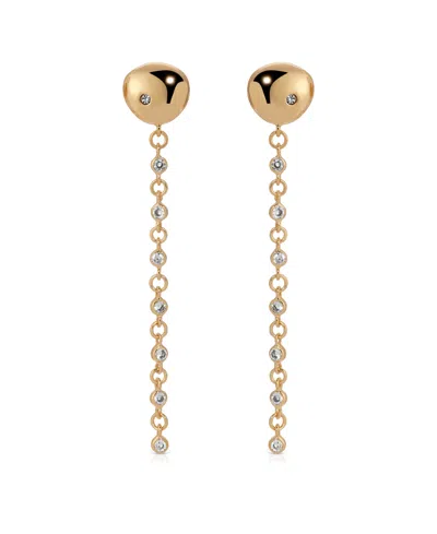 Ettika Polished Pebble Linear Crystal Chain Drop Earrings In Gold