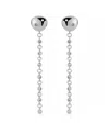 Ettika Polished Pebble Linear Crystal Chain Drop Earrings In Rhodium