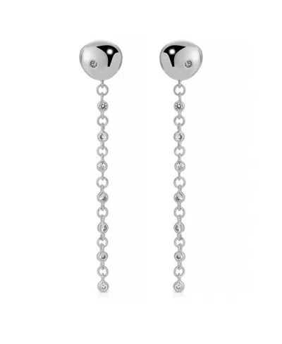 Ettika Polished Pebble Linear Crystal Chain Drop Earrings In Gray