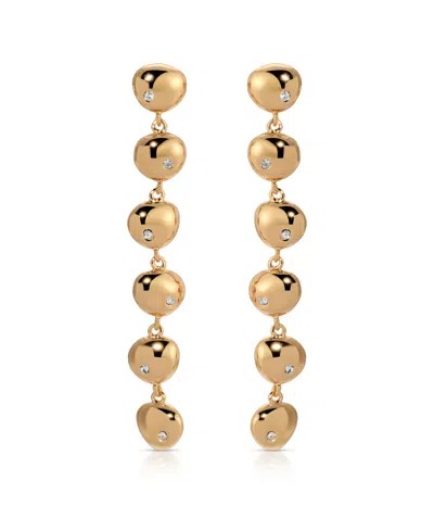 Ettika Polished Pebble Linear Dangle Earrings In Gold