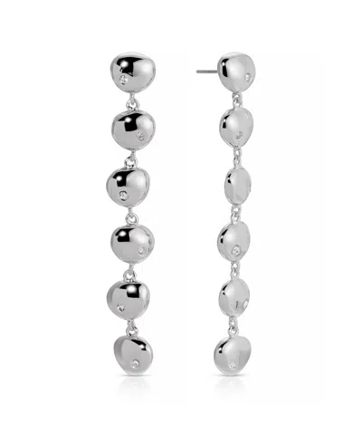 Ettika Polished Pebble Linear Dangle Earrings In Metallic
