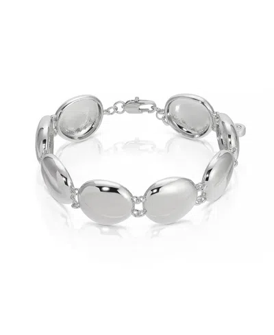 Ettika Polished Pebble Linked Bracelet In Rhodium