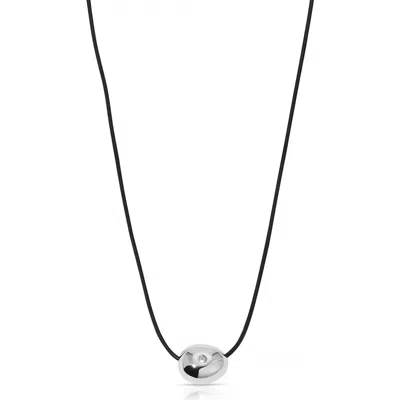 Ettika Polished Pebble Pendant Necklace In Rhodium