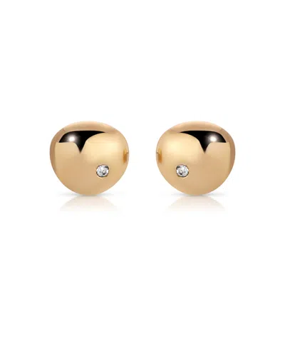 Ettika Polished Pebble Single Crystal Stud Earrings In Gold