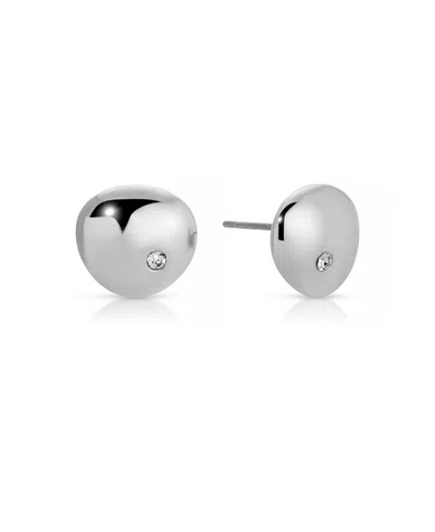 Ettika Polished Pebble Single Crystal Stud Earrings In Metallic