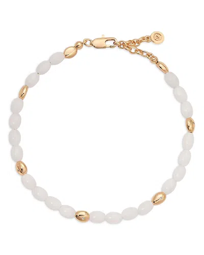 Ettika Polished Pebble Stone Beaded Ankle Bracelet In Brown