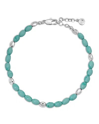 Ettika Polished Pebble Stone Beaded Ankle Bracelet In Green