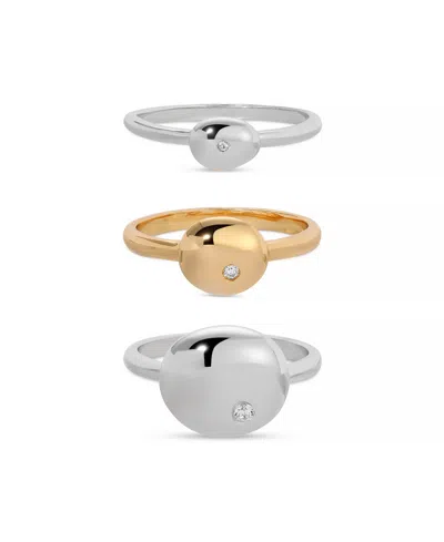 Ettika Polished Stacking Pebble Ring Set In Mixed Metal