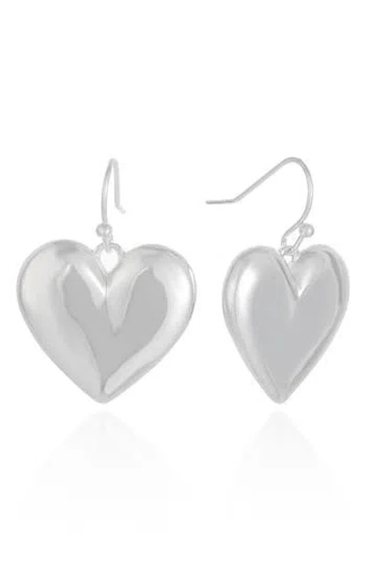 Ettika Puffy Heart Drop Earrings In Silver