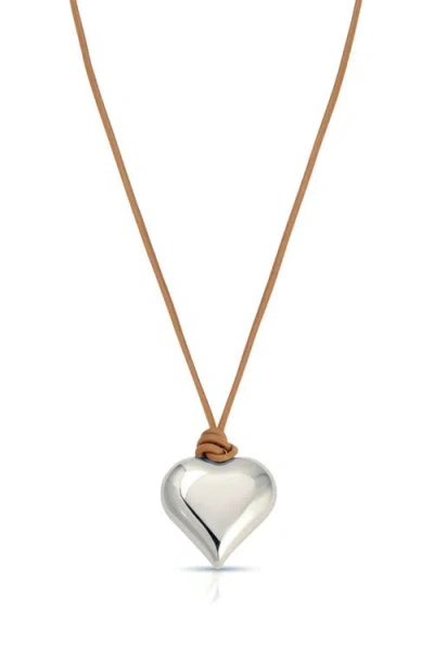Ettika Heart Pendant Adjustable Cord Necklace In Brown