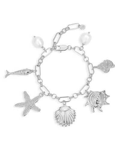 Ettika Radiant Cubic Zirconia & Cultured Freshwater Pearl Shell Charm Bracelet
