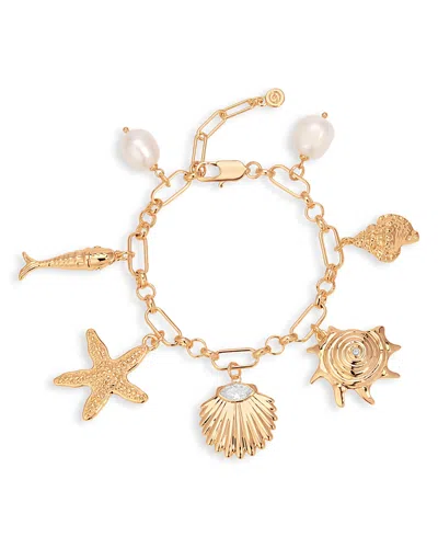 Ettika Radiant Cubic Zirconia & Cultured Freshwater Pearl Shell Charm Bracelet