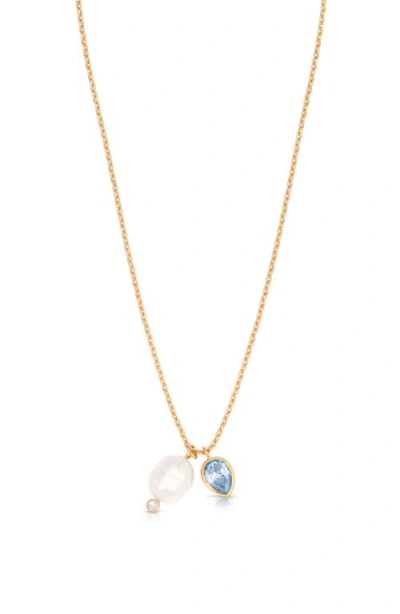 Ettika Radiant Freshwater Pearl Pendant Necklace In Gold