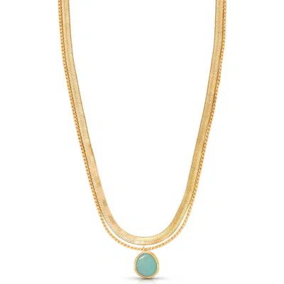 Ettika Radiant Orb Layered Necklace In Amazonite And Gold