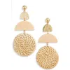 Ettika Raffia Drop Earrings In Light Brown/gold