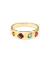Ettika Rainbow Crystal Band Ring In Multi/gold