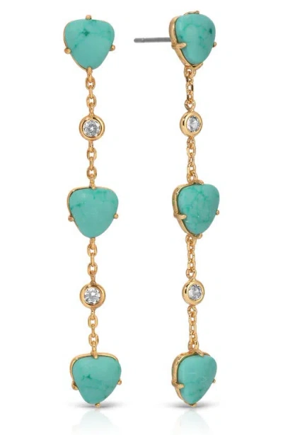 Ettika Reconstituted Turquoise Drop Earrings In Gold
