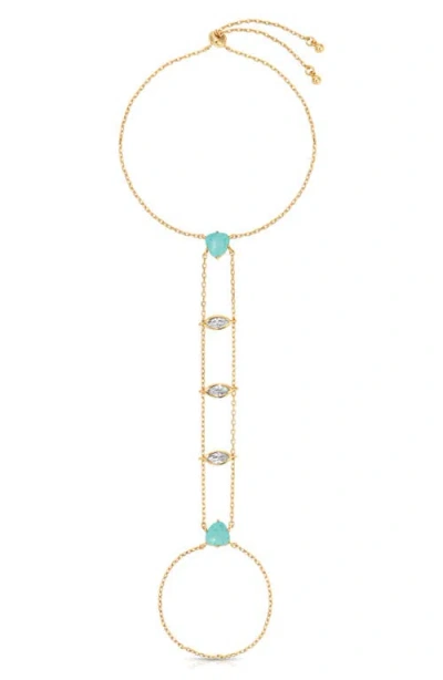 Ettika Reconstituted Turquoise Solstice Hand Chain In Gold