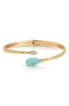Ettika Reconstituted Turquoise Solstice Hinged Cuff Bracelet In Gold