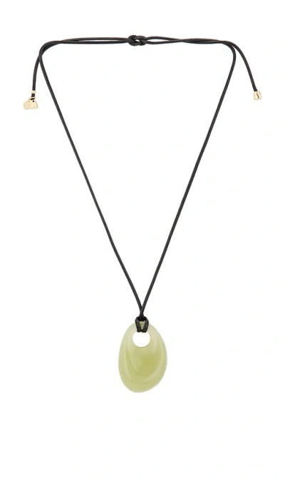 Ettika Resin Drop Cord Necklace In Olive  Black & Gold