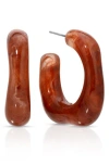 Ettika Resin Square Hoop Earrings In Brown
