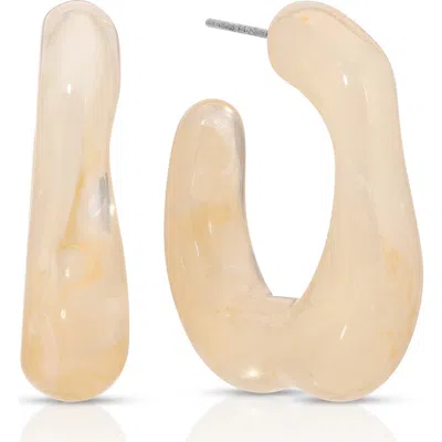 Ettika Resin Square Hoop Earrings In Sand