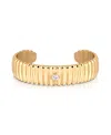 Ettika Ribbed Crystal Statement Cuff In Gold
