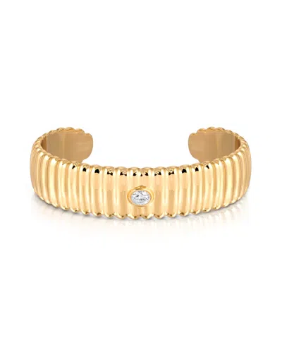 Ettika Ribbed Crystal Statement Cuff In Gold
