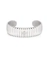 Ettika Crystal Solitaire Ribbed Cuff Bracelet In Silver