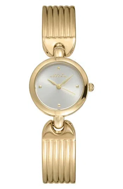 Ettika Ribbed Quartz Bracelet Watch, 24mm X 33.5mm In Gold