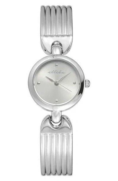 Ettika Ribbed Quartz Bracelet Watch, 24mm X 33.5mm In Silver