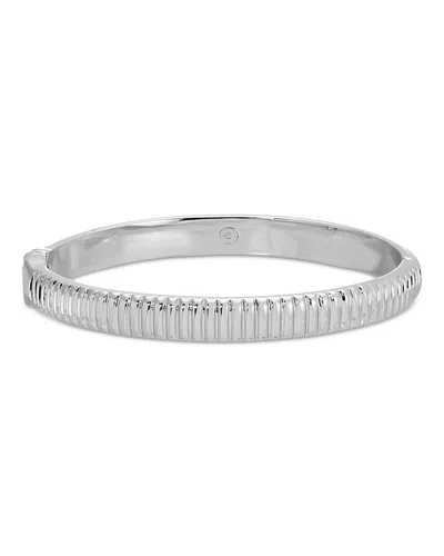Ettika Ribbed Stacking Bangle Bracelet In Silver
