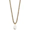 Ettika Rope Cord Freshwater Pearl Pendant Necklace In Beige