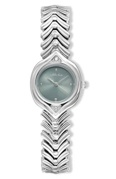 Ettika Round Case Chevron Strapwatch In Metallic