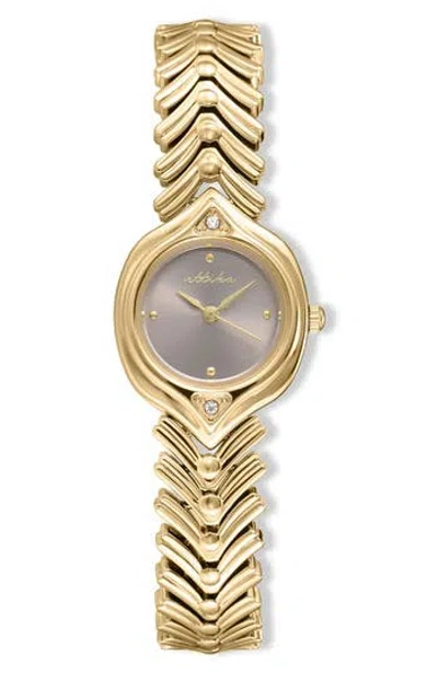 Ettika Round Case Chevron Strapwatch In Gold
