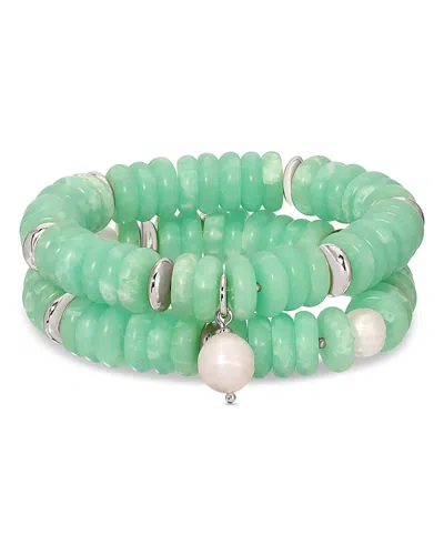 Ettika Saint Tropez Beaded Stretch Bracelets, Set Of 2 In Green