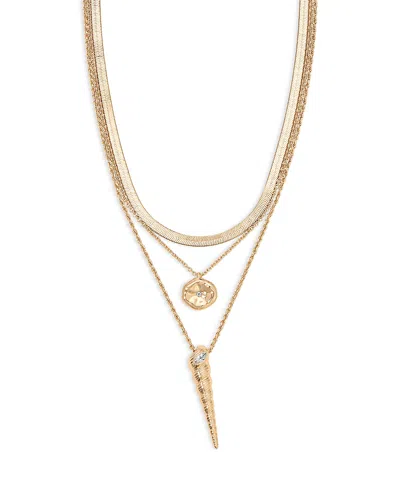 Ettika Saint Tropez Cubic Zirconia Shell Layered Pendant Necklace, 17