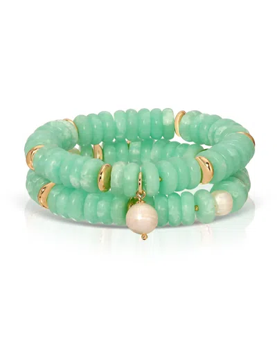 Ettika Saint Tropez Stretch Bracelet Set In Green