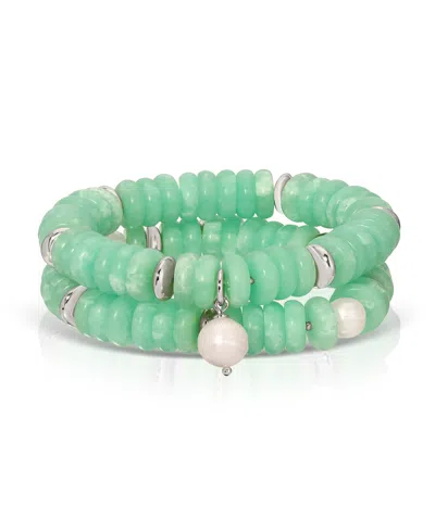 Ettika Saint Tropez Stretch Bracelet Set In Green
