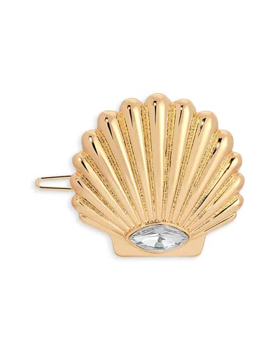 Ettika Santorini Cubic Zirconia Shell Hair Barrette In Gold