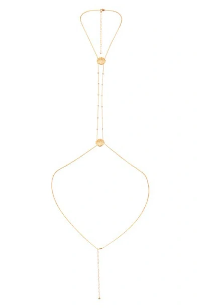 ETTIKA ETTIKA SCALLOP SHELL & CRYSTAL BODY CHAIN