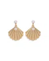 Ettika Scallop Shell With Cultivated Pearl Earrings In Gold/white