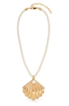 Ettika Silk Cord Scallop Shell Pendant Necklace In Gold